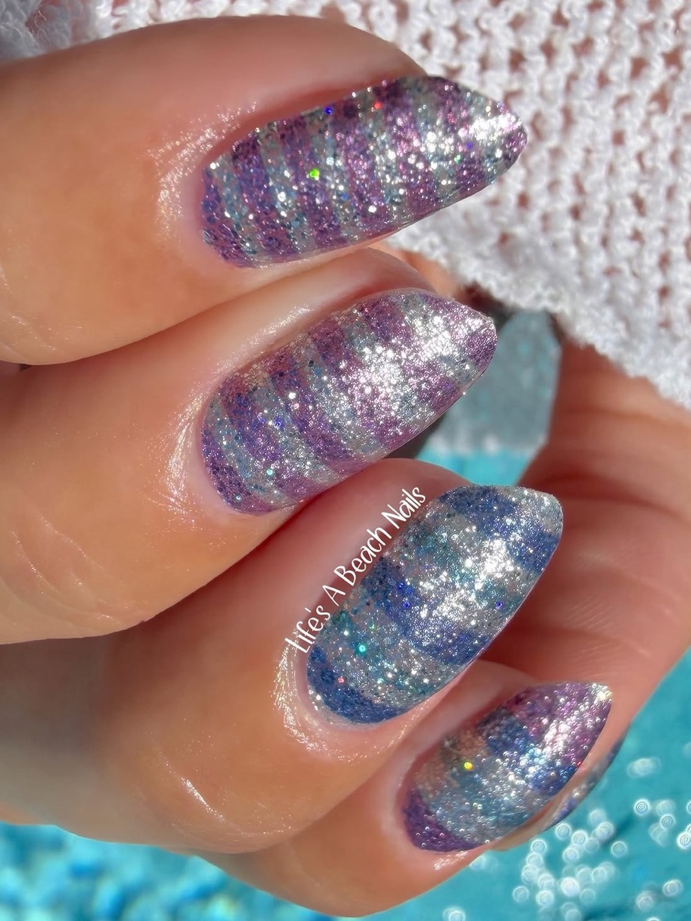 *Exclusive* Color Street: Silver Linings | Stripes Glitter Blue Turquoise Pink - Picture 6 of 10